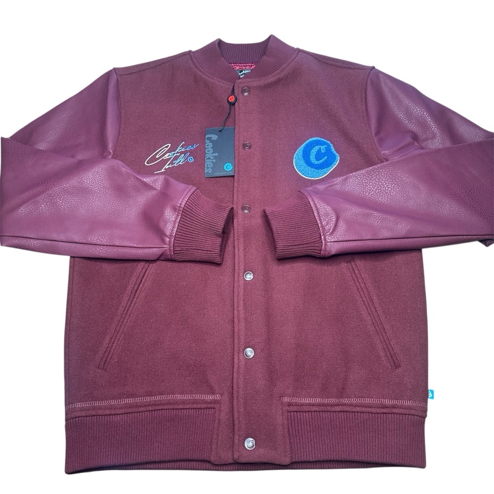 NEW COOKIES Men S Flip The Script Letterman Jacket Leather Wool Bomber